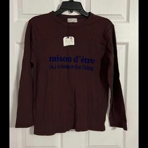 Zara Kids Collection Boys Long Sleeve Maroon NWT W/saying On Front Size 10
